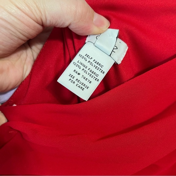 Vintage Cache Red One Shoulder Flower Mini Dress Size Small - Picture 5 of 11